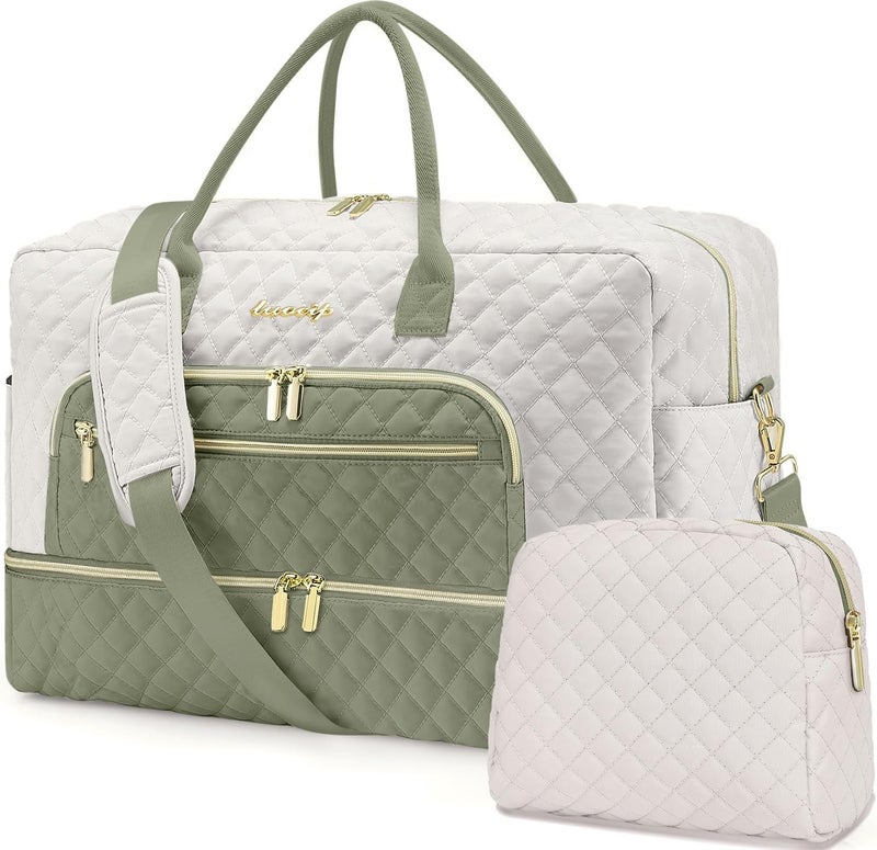 LUOCIP Travel Duffle Bag Weekender for Women - Carry-On Overnight Bag Personal Item Bag with Shoe Compartment & Wet Pocket Large Weekend Tote Bags with Toiletry Bag Hospital Bags for Labor and Delivery - Image 1